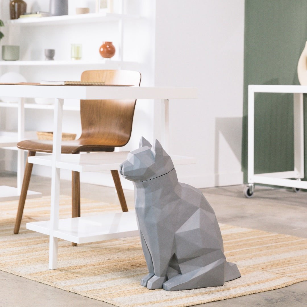 Lily Grey Cat Side View - Side profile of Lily in matte grey, blending style and functionality. - Abstract Home Art