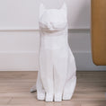 Load image into Gallery viewer, Lily White Cat Decor Front View - Front view of Lily, the white cat-inspired decor and storage piece.  - Abstract Home Art
