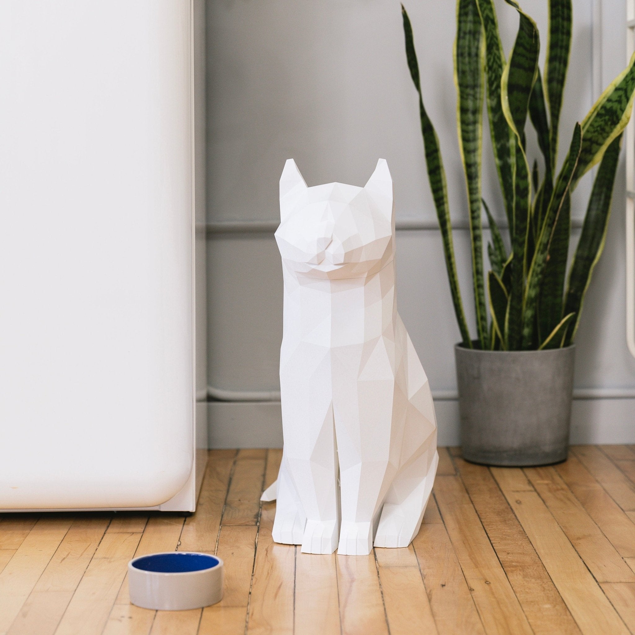 Lily White Cat Decor & Storage - Abstract Home Art