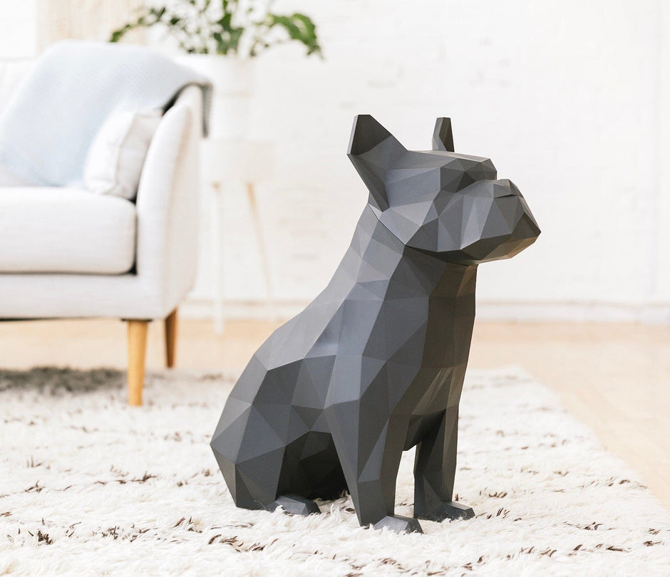 Max Black Bulldog Side View - Side profile of Max in matte black, highlighting its versatility. - Abstract Home Art